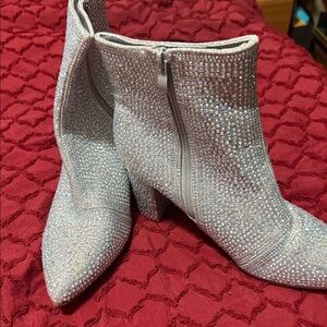 Sparkling Silver Ankle Boots